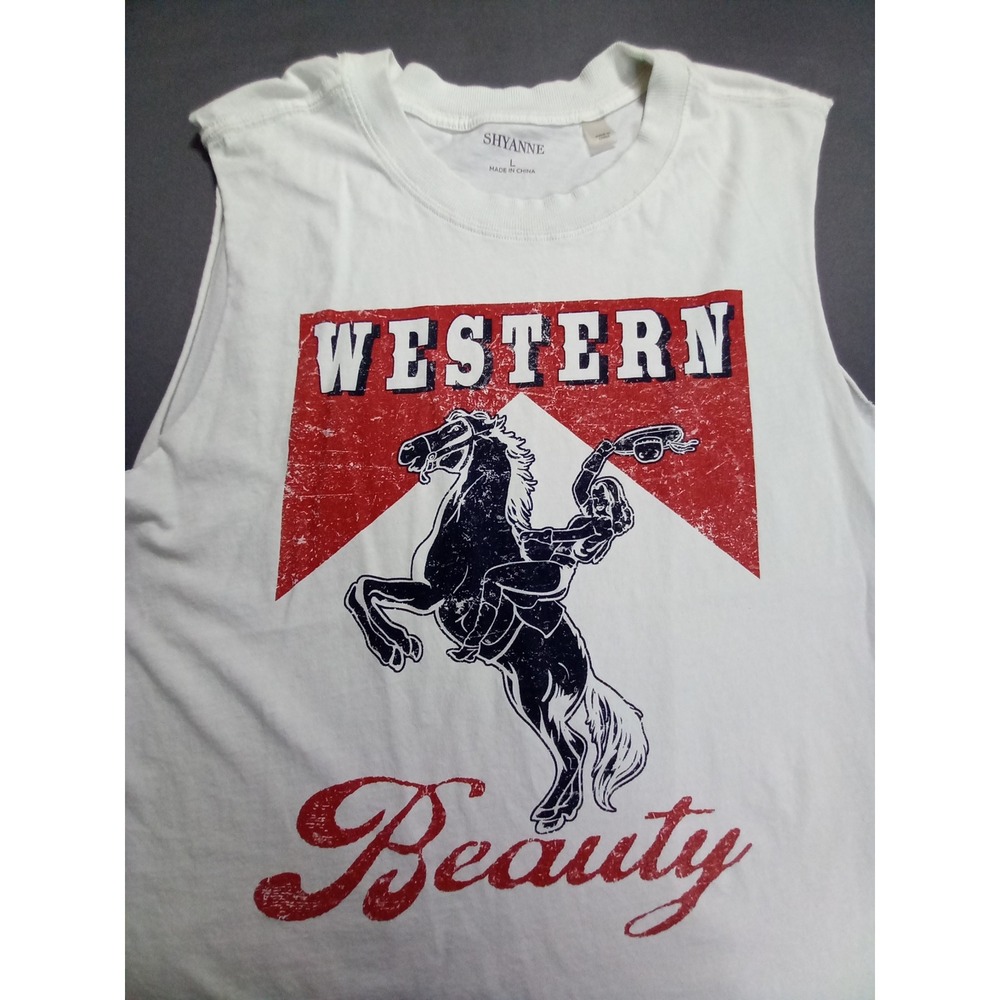 Shyanne Women's Western Beauty Graphic Tank 100% Cotton Size L - Picture 3 of 8